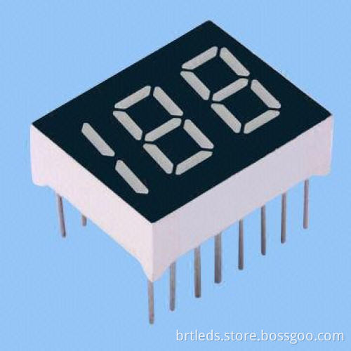 3-digit 7-segment LED Display, 0.5-inch Red Color, Common Anode, White Segment and Black Face